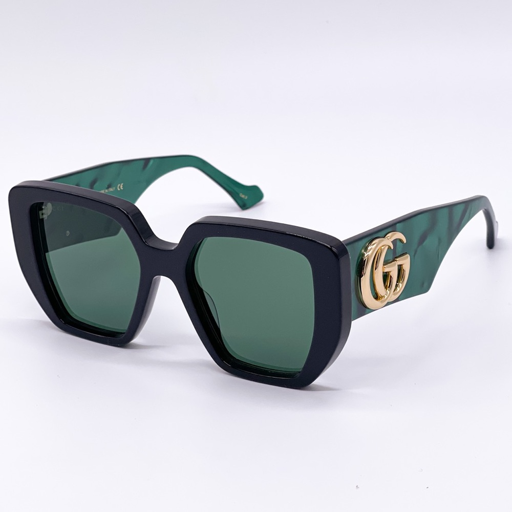 NEW GUCCI GG0956S 001 BLACK GREEN WOMEN’S GUCCI SUNGLASSES NEW COLLECTION - Picture 9 of 13